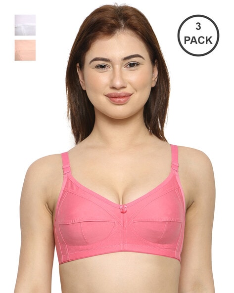 V STAR ROUND STITCH COTTON BRA –