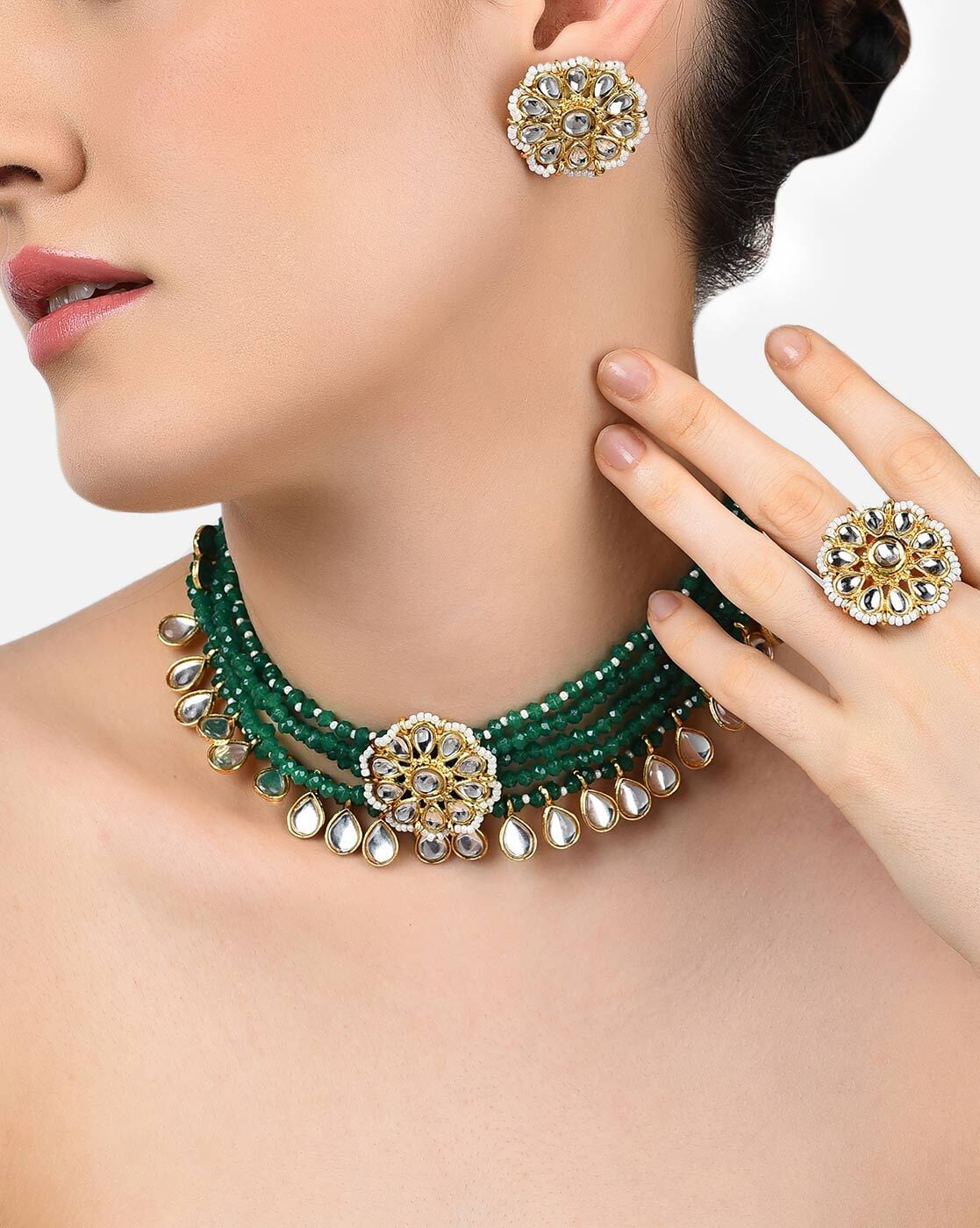 zaveri pearls green choker