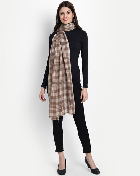Checked Wool Pashmina Stole Price in India