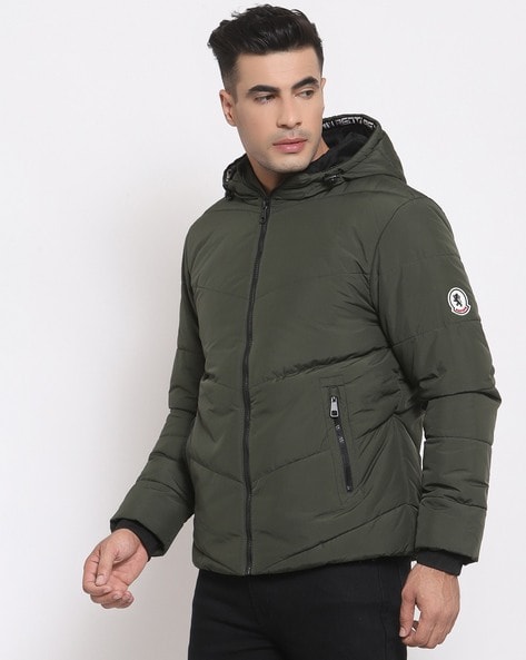 RED TAPE Zip-Front Bomber Jacket For Men (Olive, XXL)