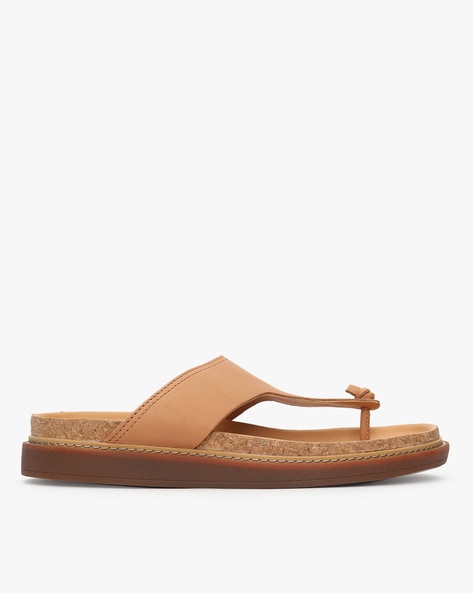 Clarks Panelled T-strap Flat Sandals