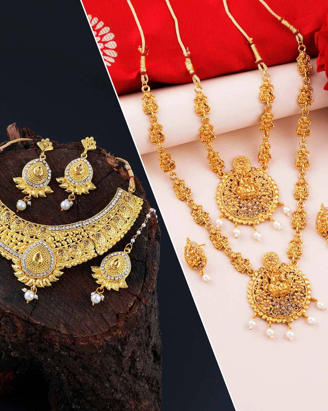 Gold-Toned \u0026 White FashionJewellerySets 