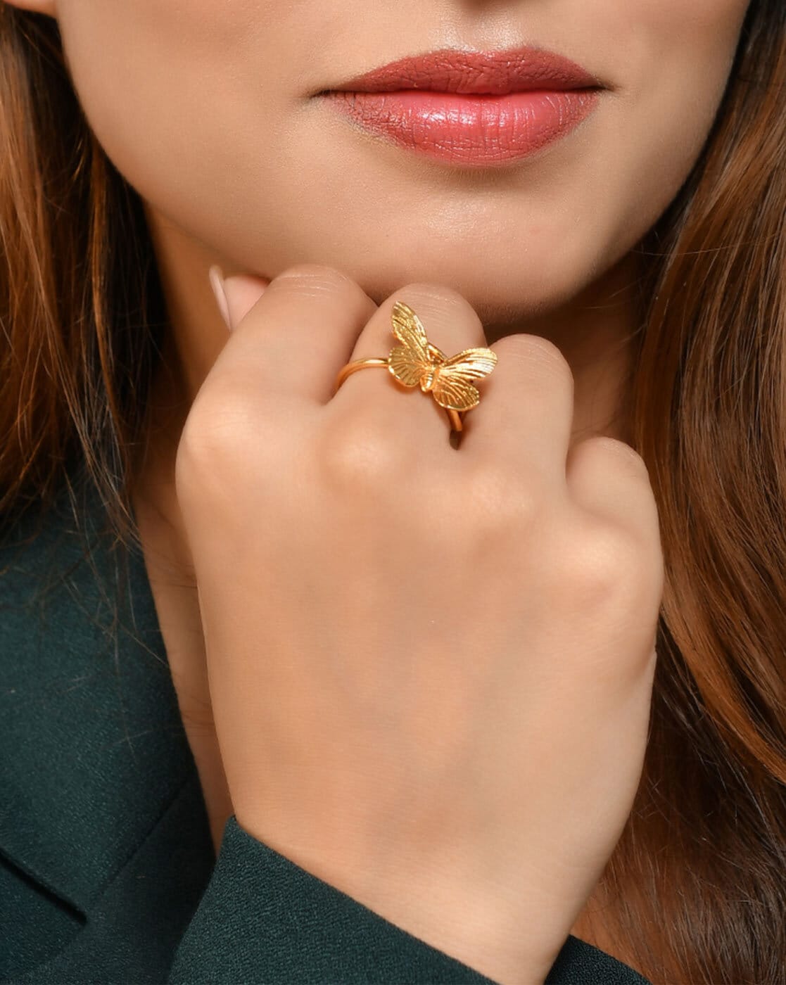 14KT Yellow Gold Finger Ring with butterfly Design | PC Chandra