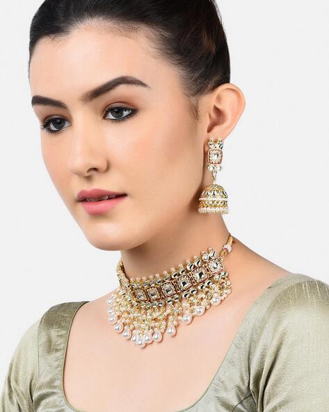 Green Onyx Kundan Necklace Set with Jhumka – Pinkcity craft