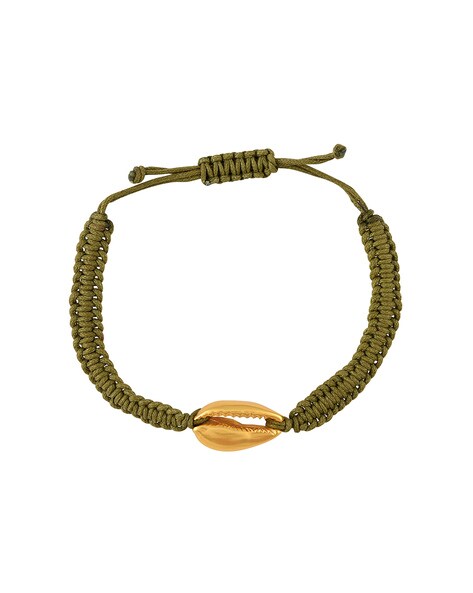 Gold Cowrie Shell & Braided Cotton Pull-String Bracelet – Famous Mountain