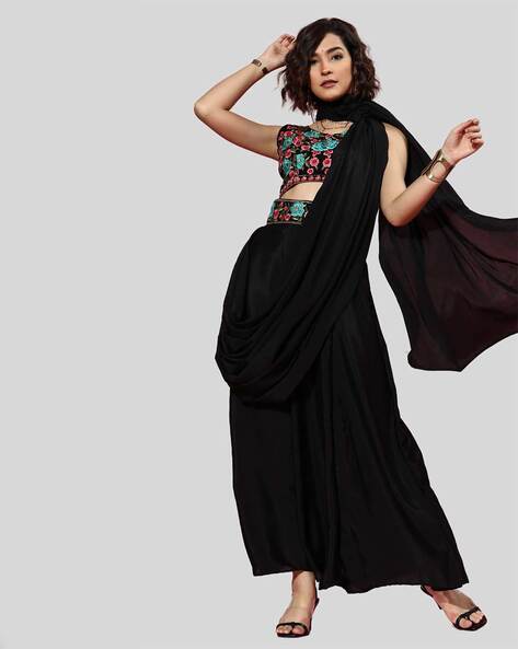 Buy Black Sarees for Women by Ethnic Junction Online