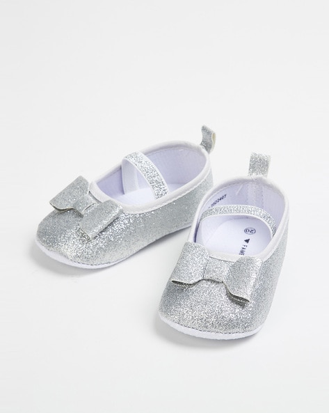 silver sparkly baby shoes