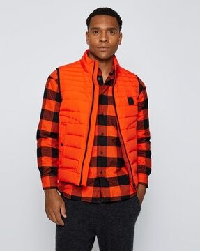 Making Faldgruber postkontor Buy HUGO BOSS Quilted Zip-Front Gilet | Orange Color Men | AJIO LUXE