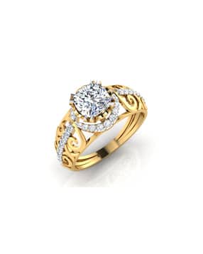 iski uski Yellow Gold Vision Solitaire Ring-picture-25