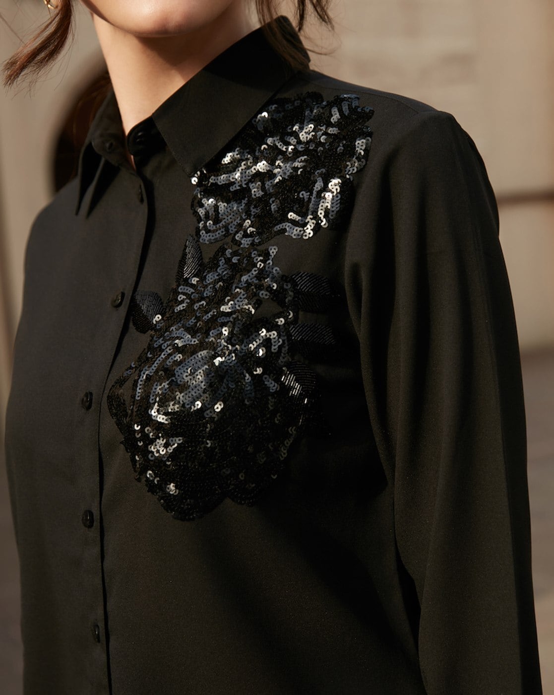 Black Embellished Shirt 3944206.htm - Buy Black Embellished Shirt  3944206.htm online in India