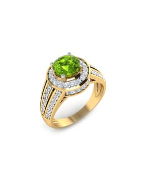 iski uski Yellow Gold Peridot Studded Aachman Solitaire Ring-picture-20