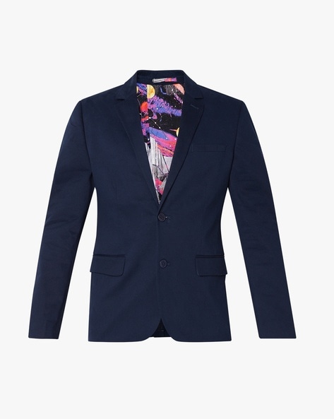 Buy Mast & Harbour Navy Blue Single Breasted Knitted Blazer - Blazers for  Men 8397961