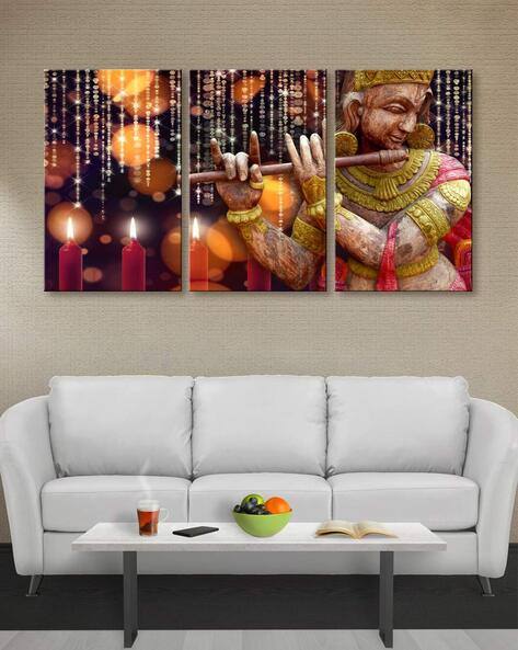 999store Set of 3 Krishna Print Wall Art Paintings