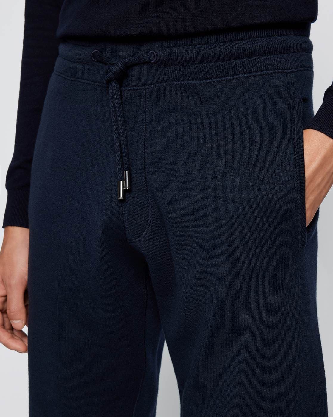 Buy BOSS Tracksuit Bottoms In Double-Faced Cotton & Virgin Wool, Navy  Color Men