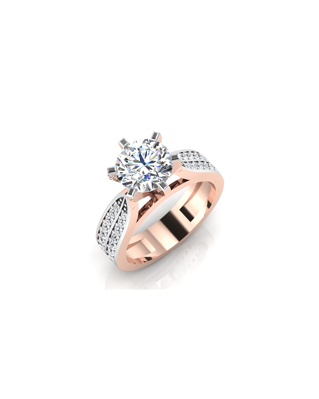 1-Carat Solitaire Engagement Ring for Women with 2-Row Diamonds Shank –  Jewelove.US