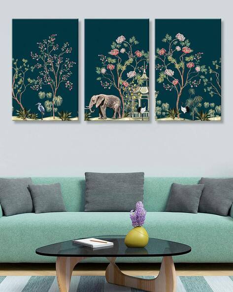 999store Set of 3 Elephant Print Wall Art Paintings