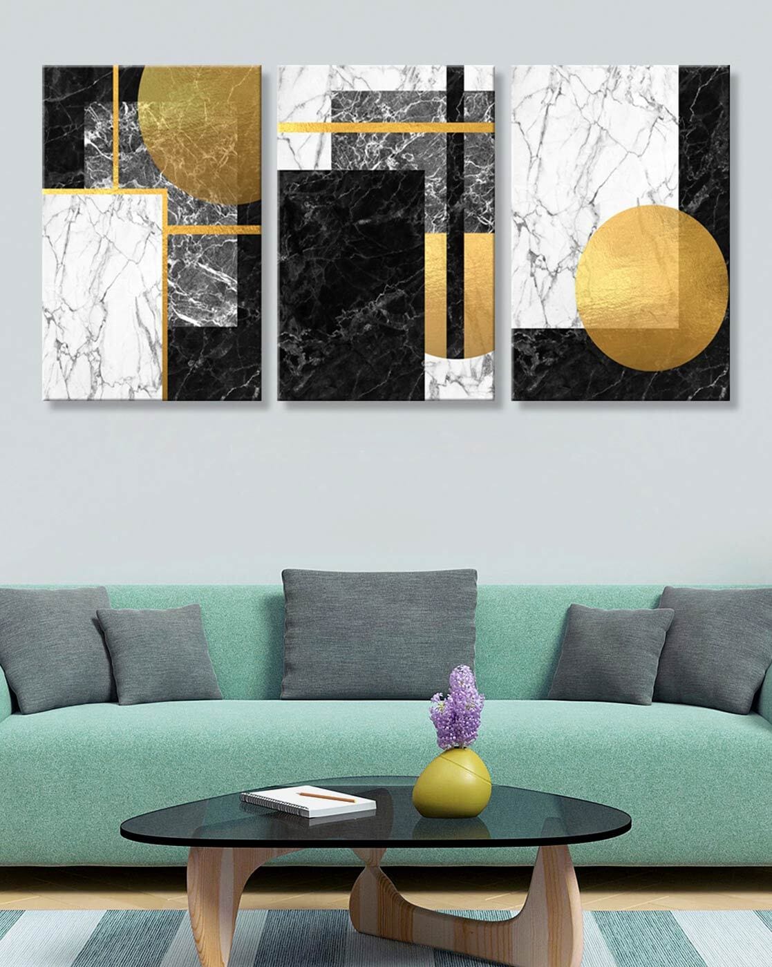 set of 3 grey wall art