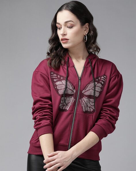 Buy Cherry red Sweatshirt & Hoodies for Women by Kassually Online