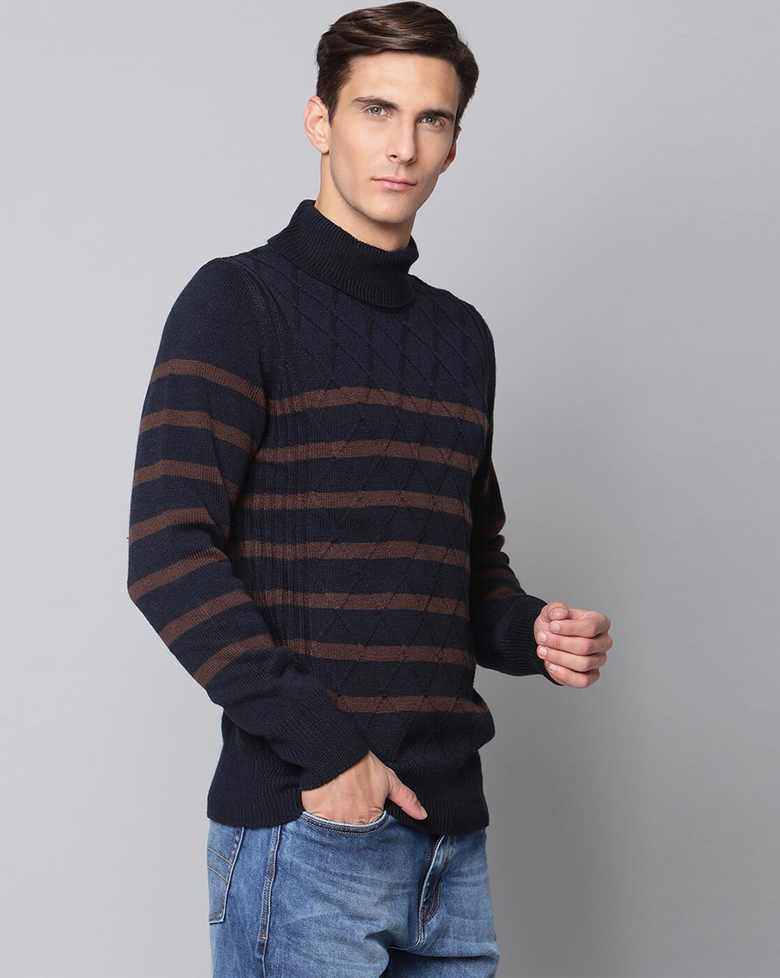 Striped turtleneck sweater on sale mens