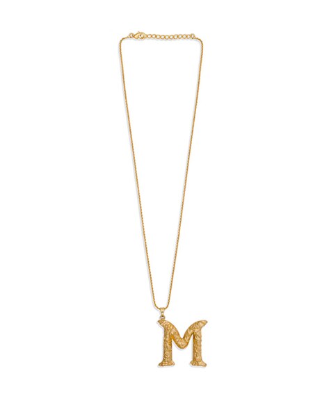Letter M Gold Plated Pendant With Chain Daily Wear Collections SMDR971
