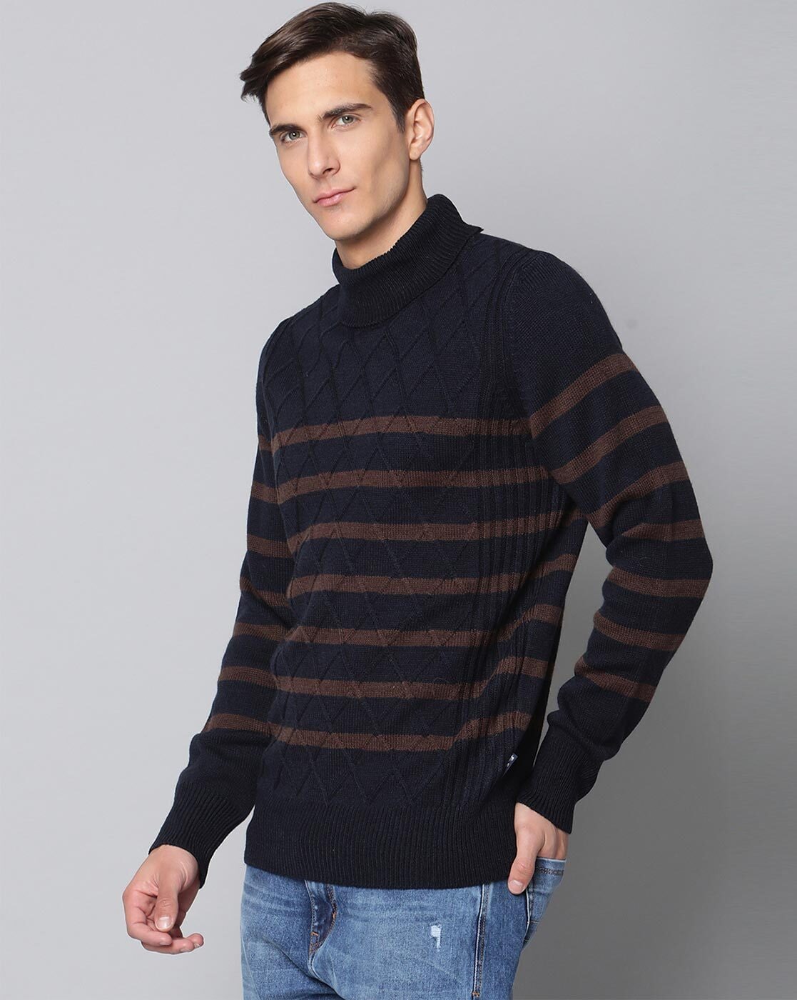 Men's striped outlet turtleneck