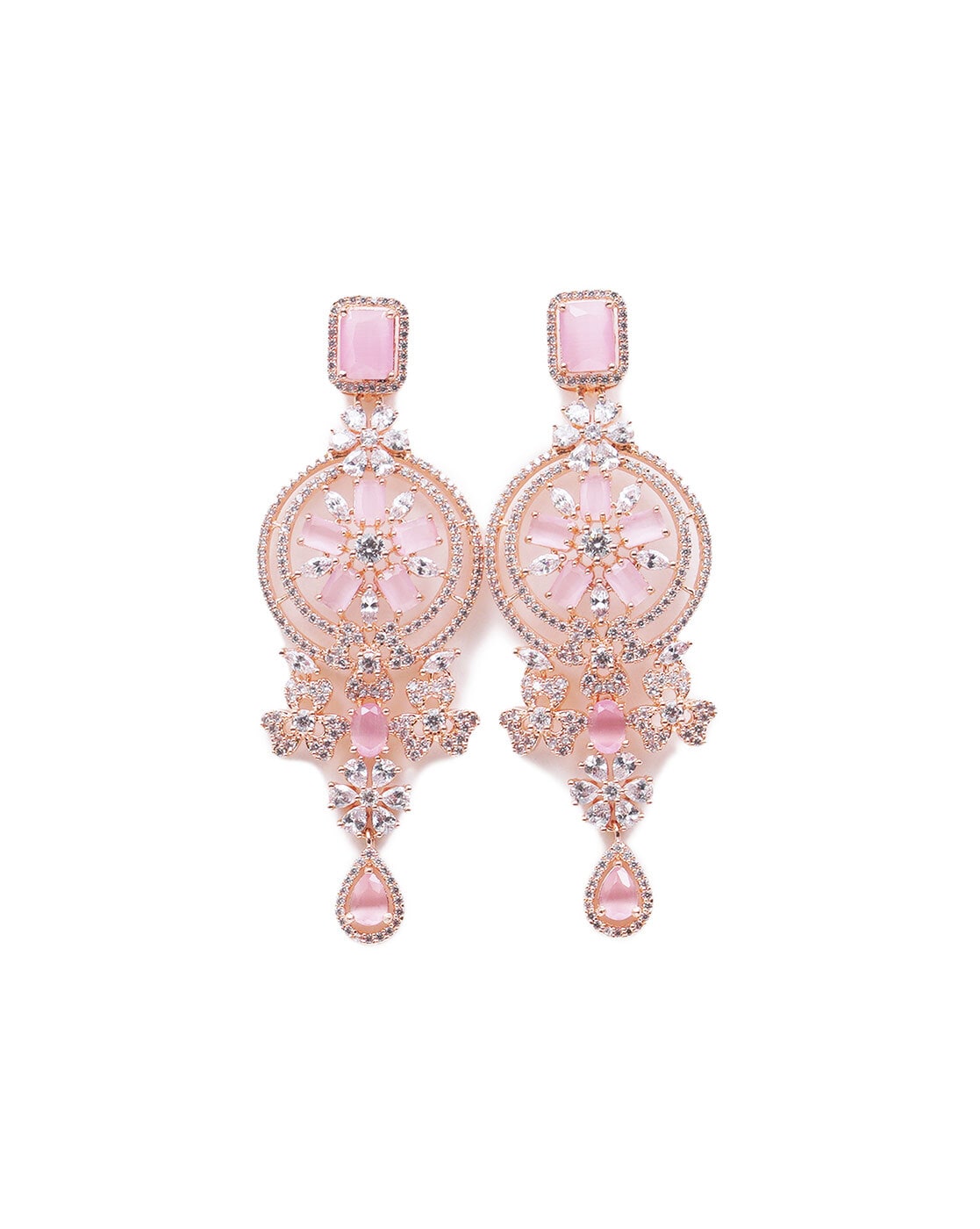 Manisha Jewellery Rose Gold Plated AD Stone Dangler Earrings