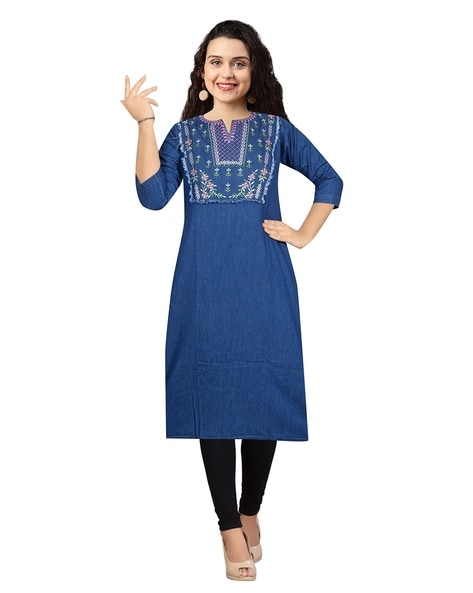 blue jeans kurti