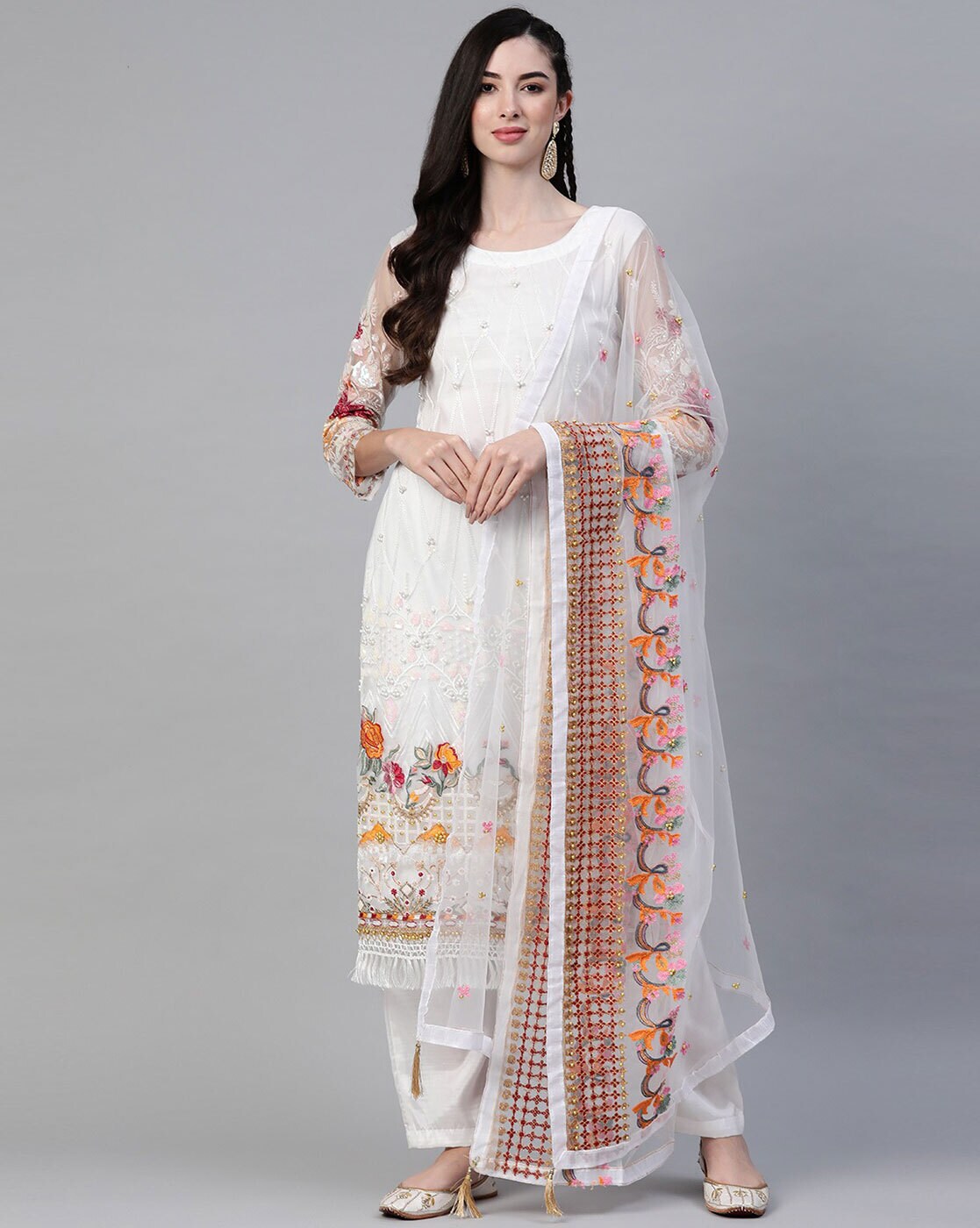 white colour dress material online