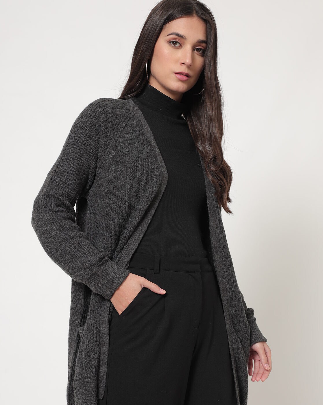 charcoal grey long cardigan