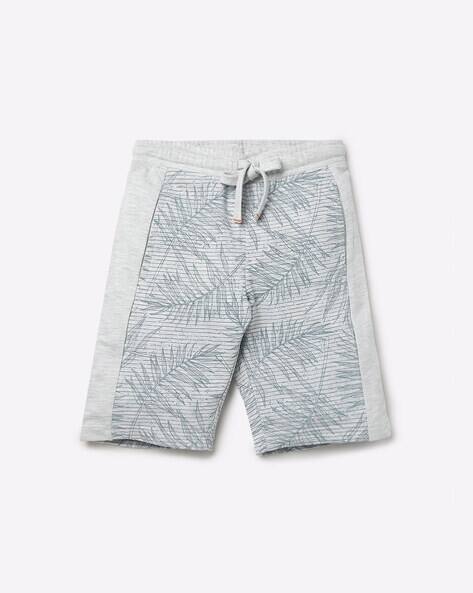 Leaf Print Shorts with Drawstring Fastening