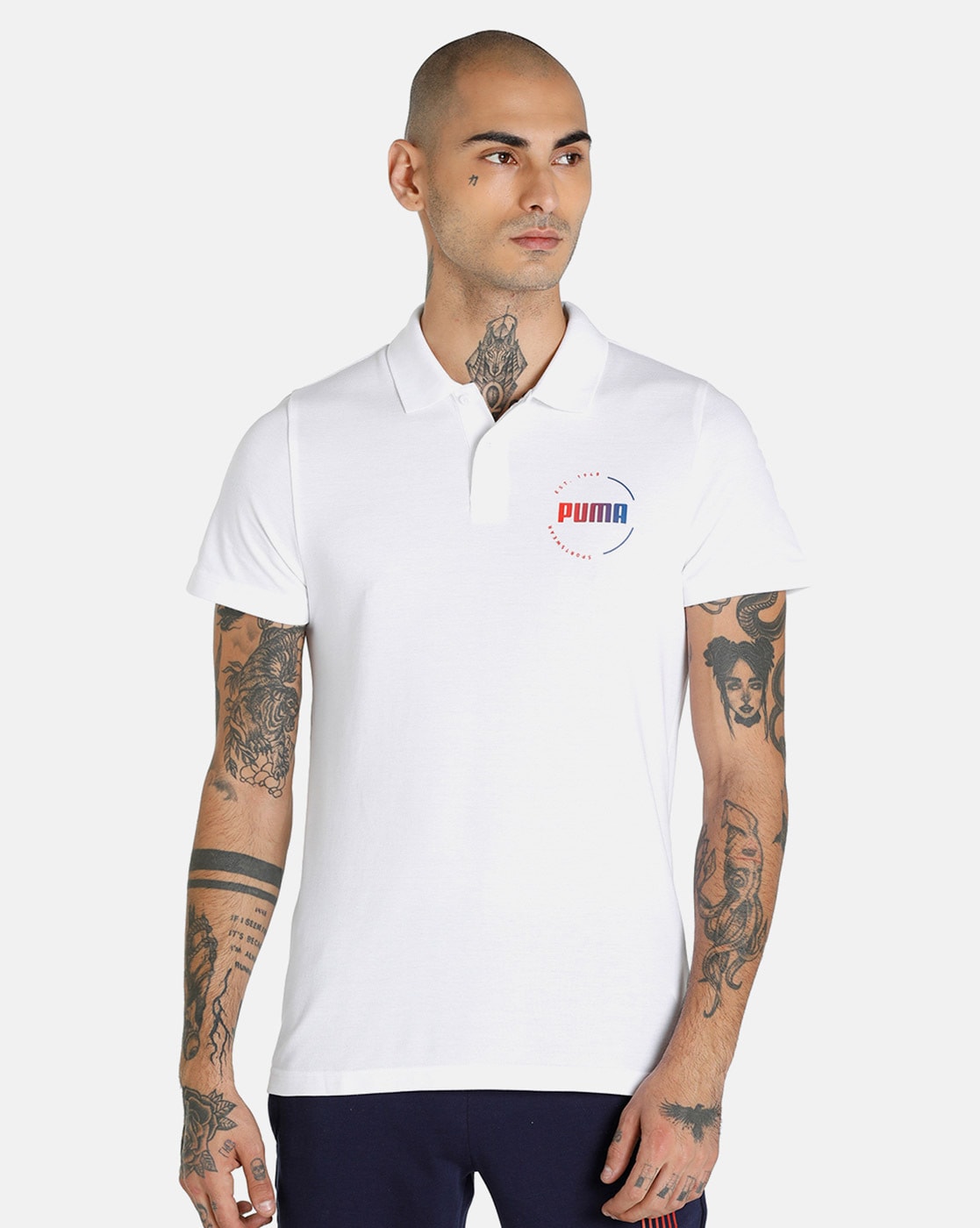 puma white collar t shirt