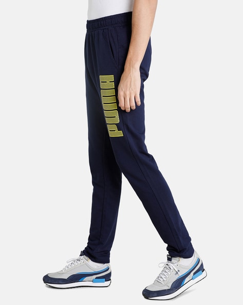 Men Straight Track Pants with Brand Print