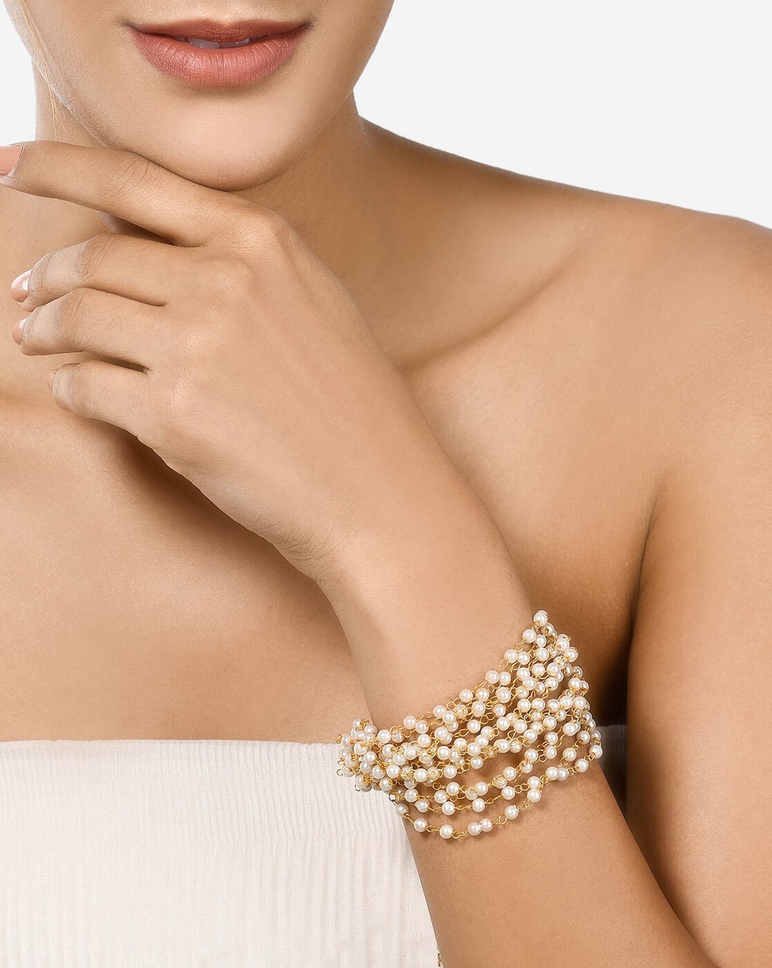 The Snow Globe- Gold Pearl Bracelet