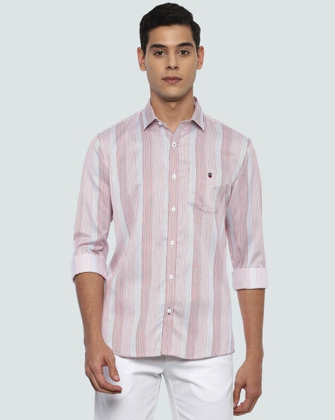 LOUIS PHILIPPE Men Striped Casual White Shirt - Buy LOUIS PHILIPPE