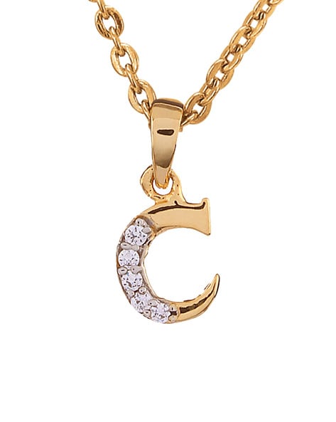 Diamond Initial Pendant 14K Letter 'C'