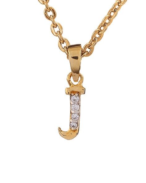 IBB 9ct Gold Cubic Zirconia Initial Pendant Necklace, J at John Lewis &  Partners