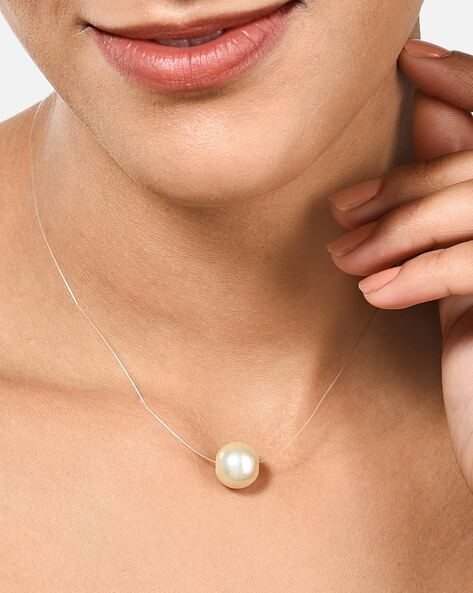 Silver Floating Pearl Necklace