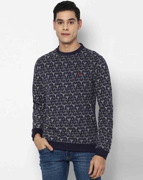 Geometric Print Round-Neck Sweatshirt