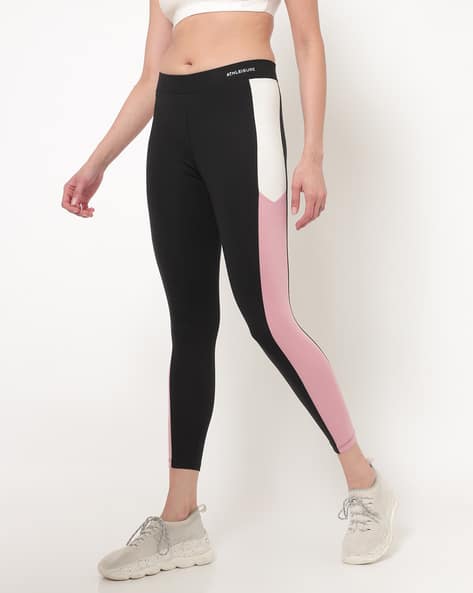 Buy Jet Black \u0026 Pink Leggings for Women 