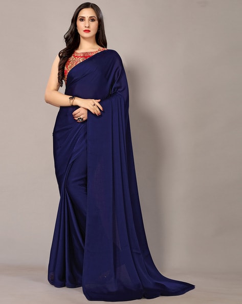 blouse with navy blue saree