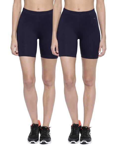 Women Solid Navy Cycling Shorts