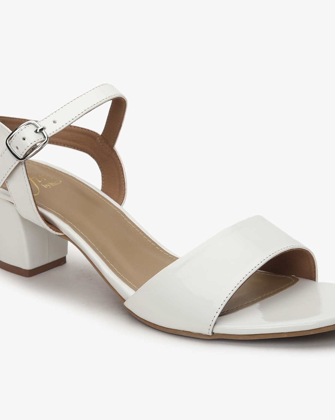 White low discount block heel sandals