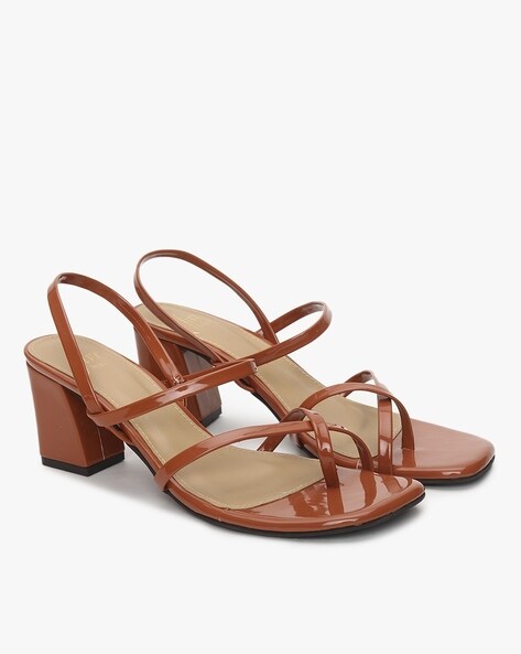 REISS Amber Velvet Strappy Sandals in Chocolate | Endource