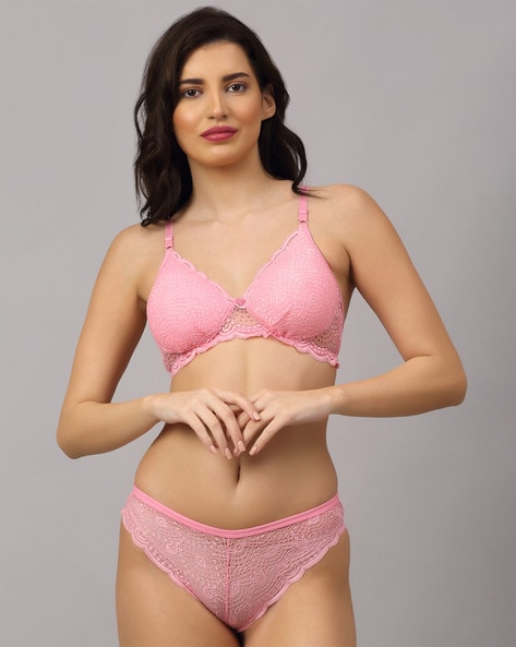 Buy online Lace Detail Bra & Panty Set from lingerie for Women by Prettycat  for ₹300 at 80% off