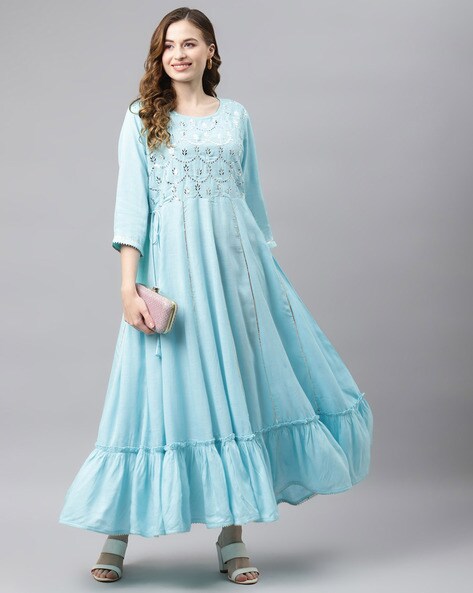 G73 t, Sky Blue Satin Flower Prom Trail Gown, Size (XS-30 to XXXL-46) –  Style Icon www.dressrent.in
