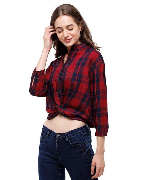 Cropped shirt with knot - Woman