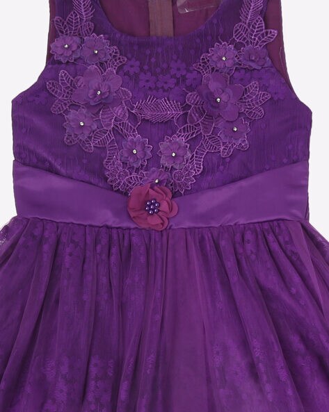 Hopscotch Girls Viscose and Polyester Sleeveless Ruffled Slim Fit Party  Dress in Purple Color for Ages 7-8 Years (SRS-3432282) : Amazon.in:  Clothing & Accessories