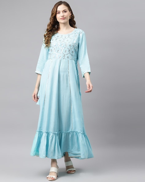 Fabever U Women A-line Light Blue Dress - Buy Fabever U Women A-line Light  Blue Dress Online at Best Prices in India | Flipkart.com