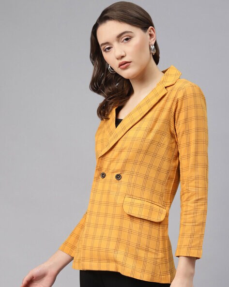 yellow check blazer