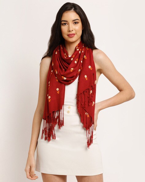 Floral Stole with Tassels Price in India